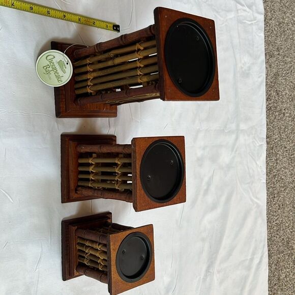 Chesapeake Bay Vintage Bamboo Candle Holders Set of 3 New Deadstock - Picture 4 of 7